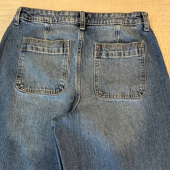 Free Assembly sz 12 Wide Leg High Rise Cuff Straight Leg - Picture 9 of 10